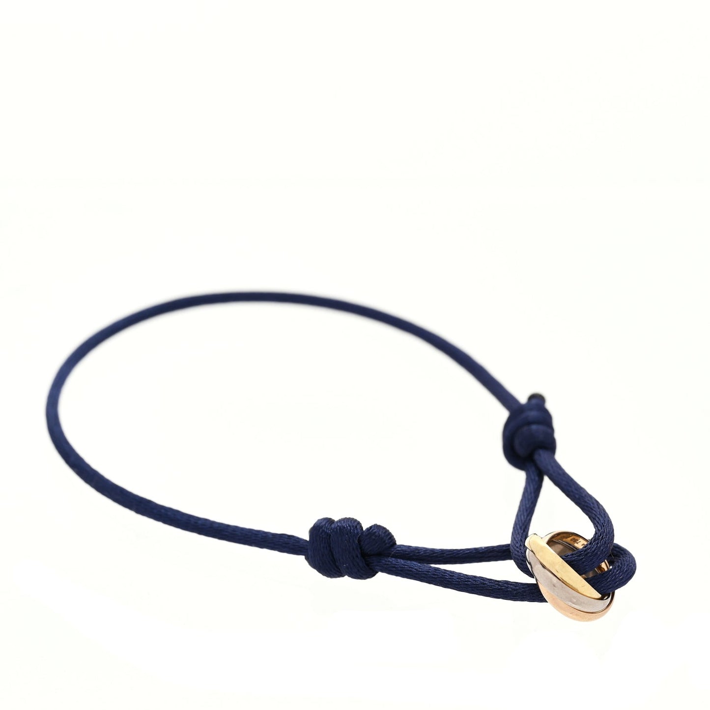 18K Pink Yellow White Gold Trinity Adjustable Cord Bracelet  Navy