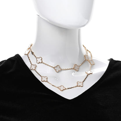 Van Cleef & Arpels 18K Yellow Gold Rock Crystal 20 Motifs Vintage Alhambra Necklace 2 of 7