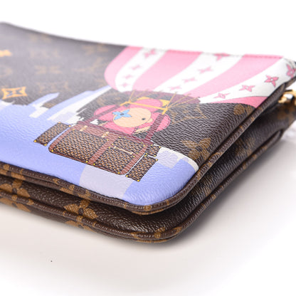 Louis Vuitton Monogram 2019 Christmas Animation Double Zip Pochette 10 of 11