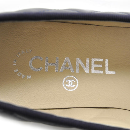 Chanel Quilted Leather CC Ballet Flats 36 Navy 7 of 8