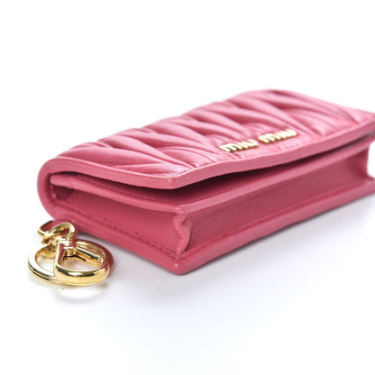 Miu Miu Nappa Matelasse Flap Card Holder Key Ring Peonia 8 of 10
