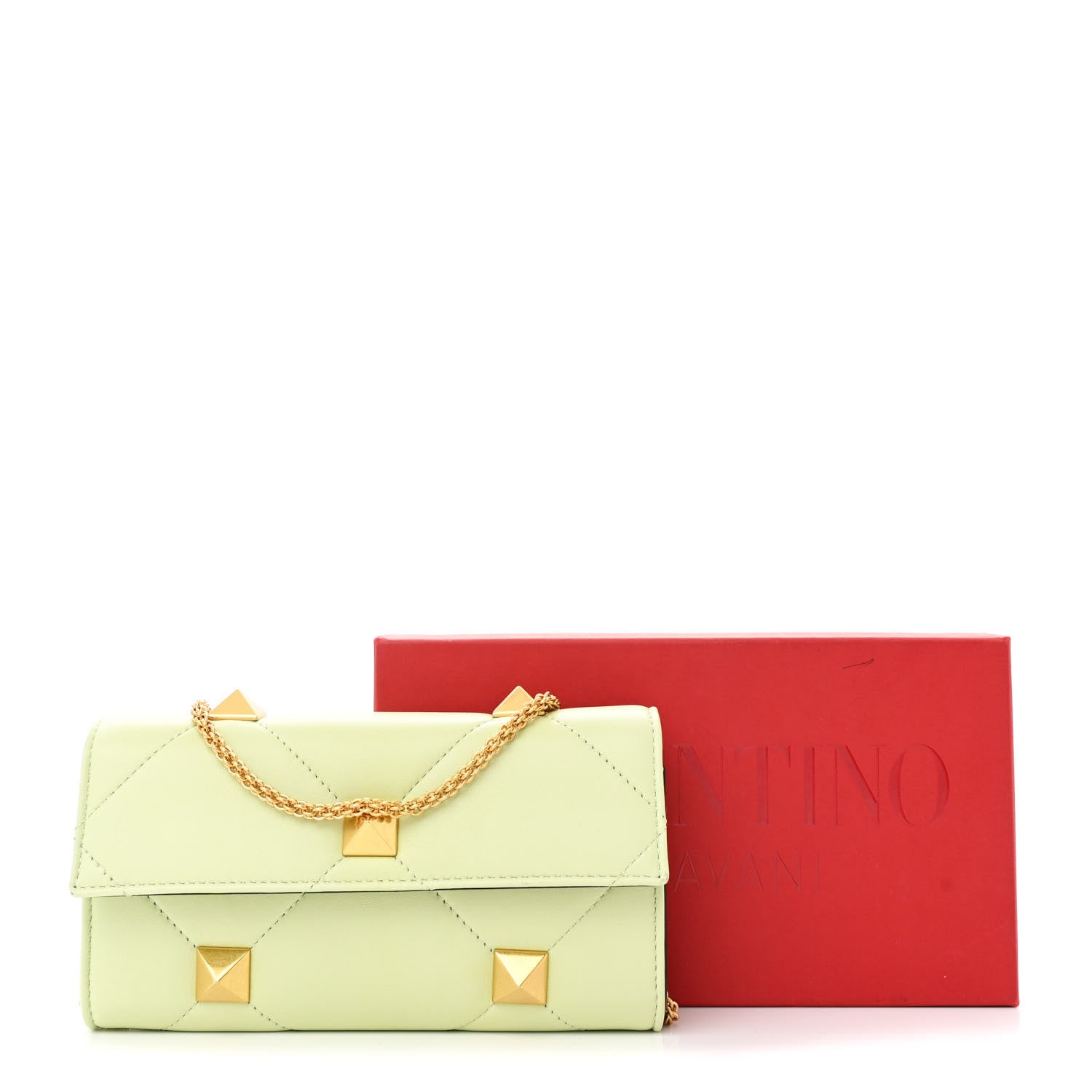 Valentino Garavani Nappa Roman Stud Wallet on Chain Ambrosia 13 of 13