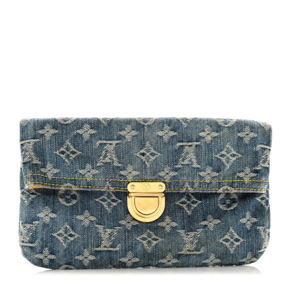 Louis Vuitton Monogram Denim Pochette Plat Clutch Blue 1 of 1