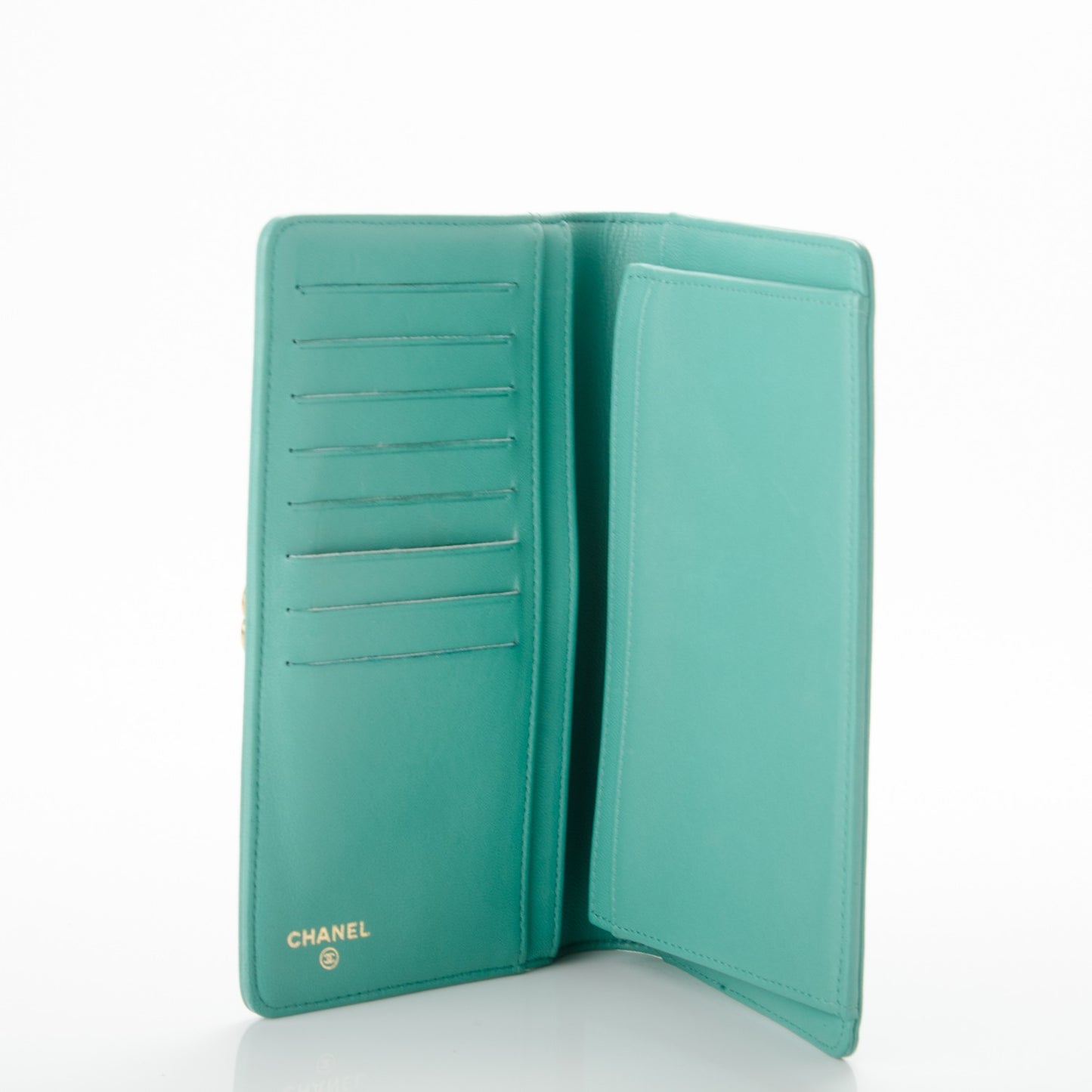 Lambskin Quilted Boy Yen Wallet Light Green