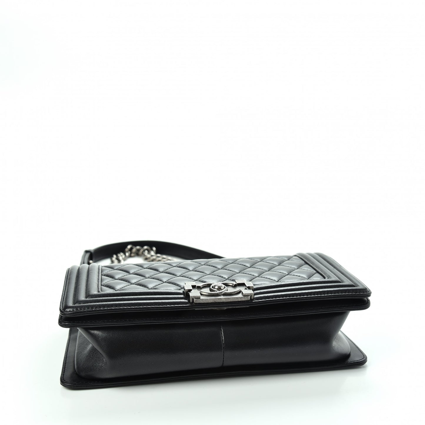 Lambskin Quilted Medium Boy Flap Black