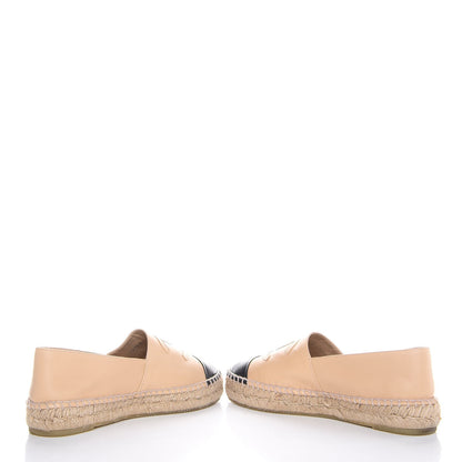 Chanel Lambskin CC Espadrilles 37 Beige Black 6 of 12