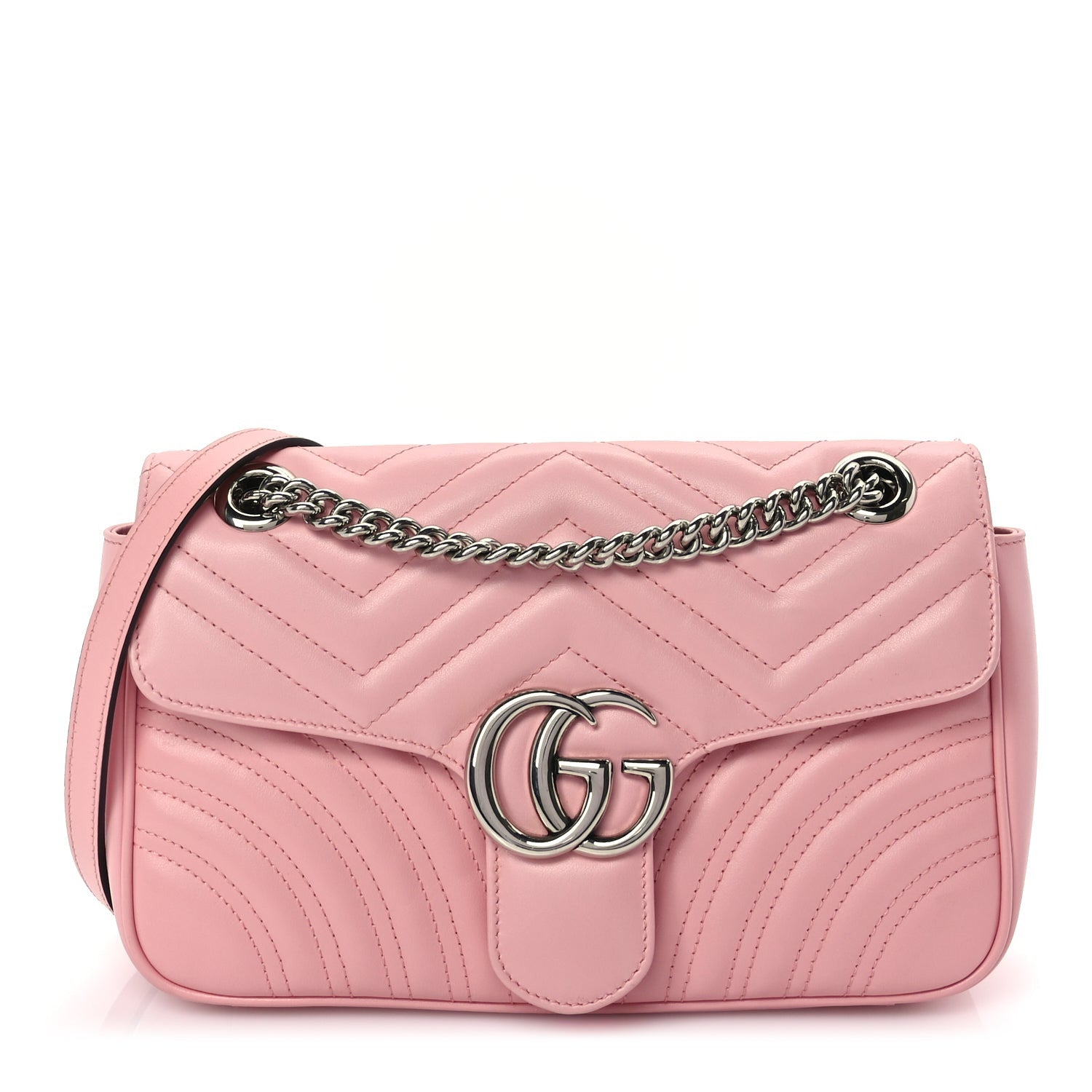 Gucci Calfskin Matelasse Small GG Marmont Shoulder Bag  Wild Rose 1 of 8