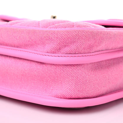 Chanel Denim Quilted Small Messenger Flap Neon Pink 9 of 11