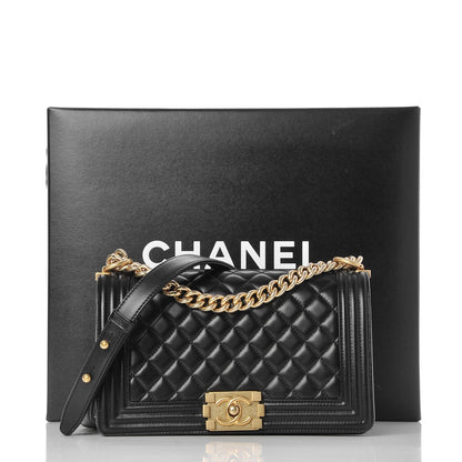 Chanel Lambskin Quilted Medium Boy Flap Black 14 of 14