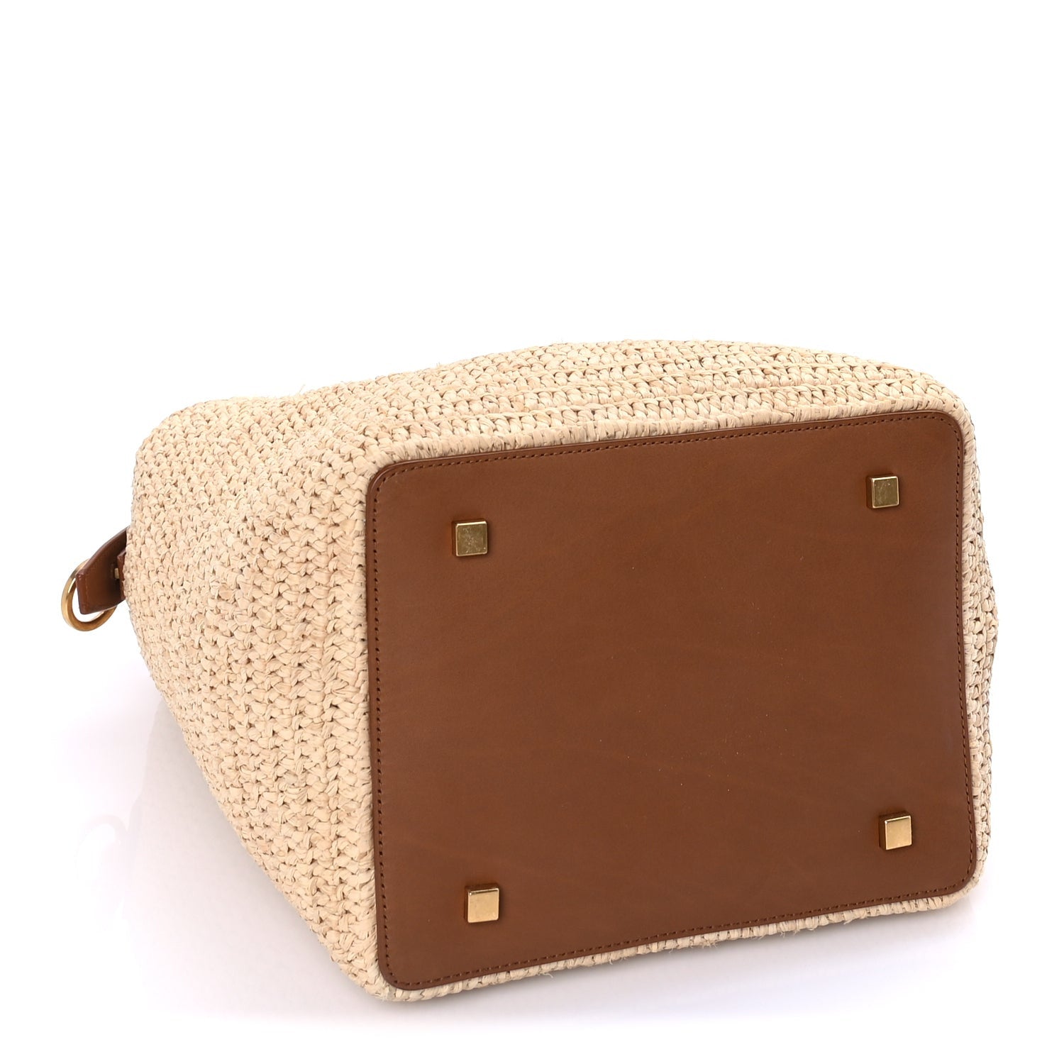Saint Laurent Raffia Vegetable Tanned Calfskin Le 37 Bucket Bag Natural Brick 4 of 7