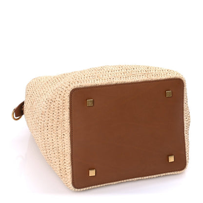 Saint Laurent Raffia Vegetable Tanned Calfskin Le 37 Bucket Bag Natural Brick 4 of 7