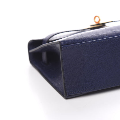 Hermes Ostrich Kelly Pochette Clutch Bleu Iris 9 of 30