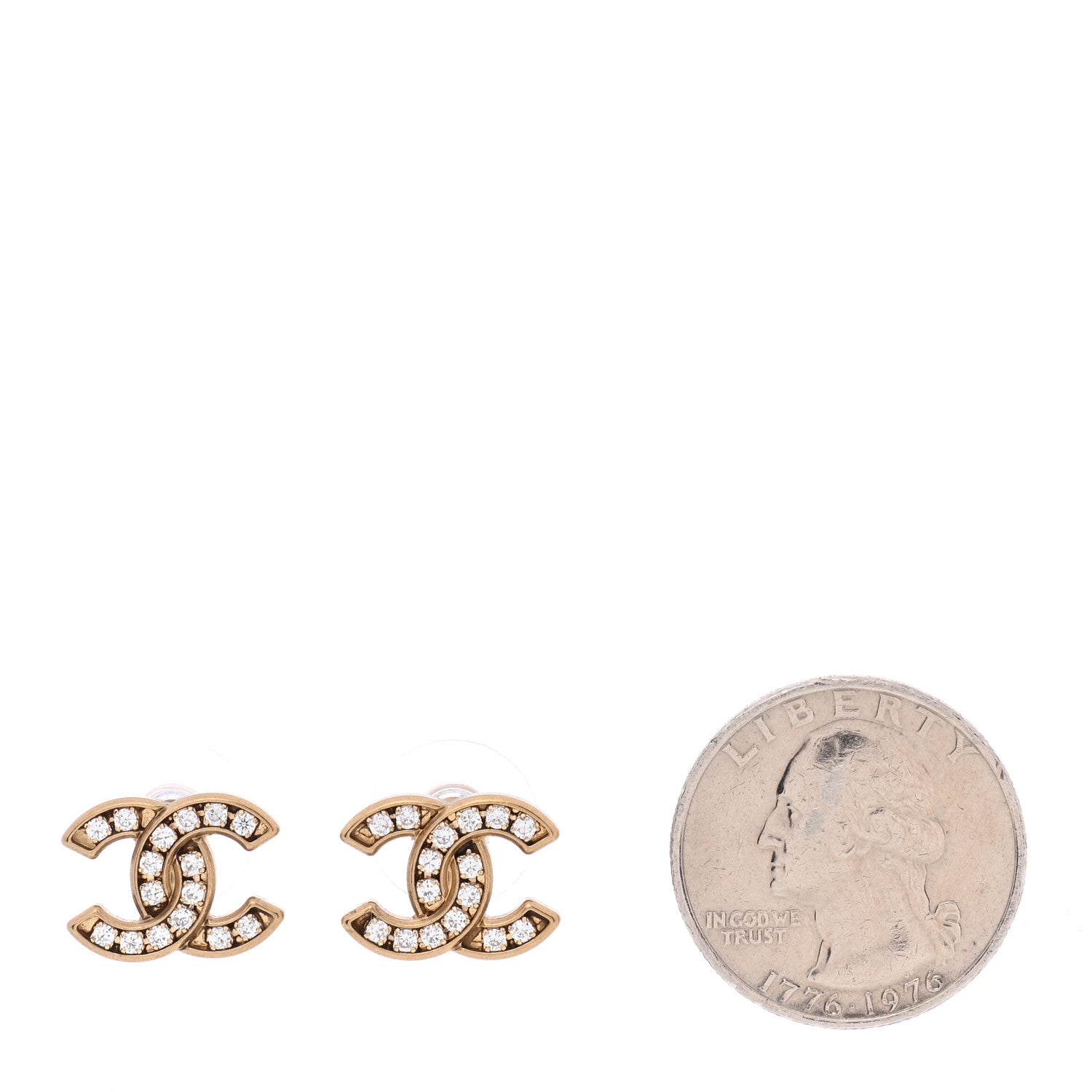 Chanel Crystal CC Earrings Gold 2 of 5