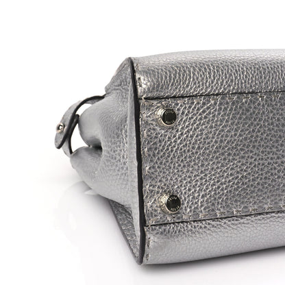 Fendi Cuoio Romano Lux Selleria Medium Peekaboo Iconic Satchel Argento 7 of 8