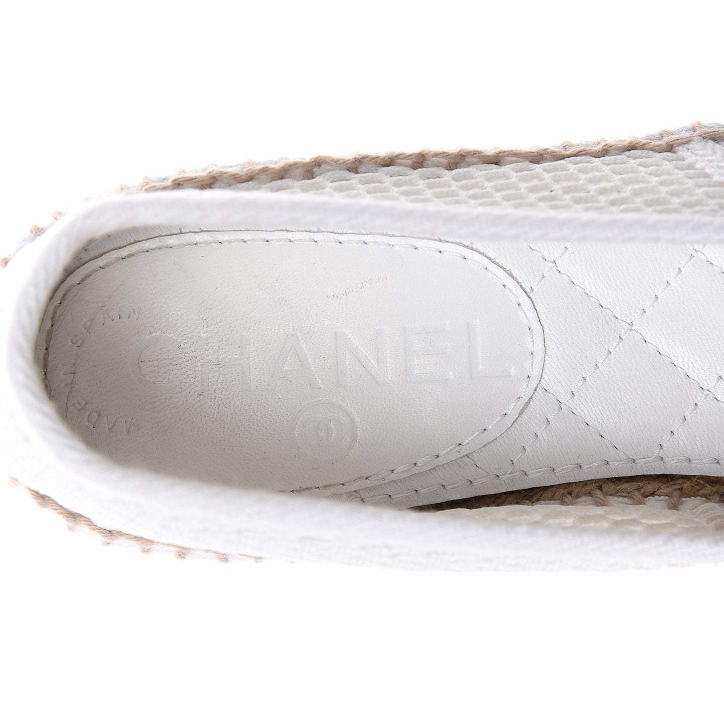 Mesh Lambskin Espadrilles 41 White Black