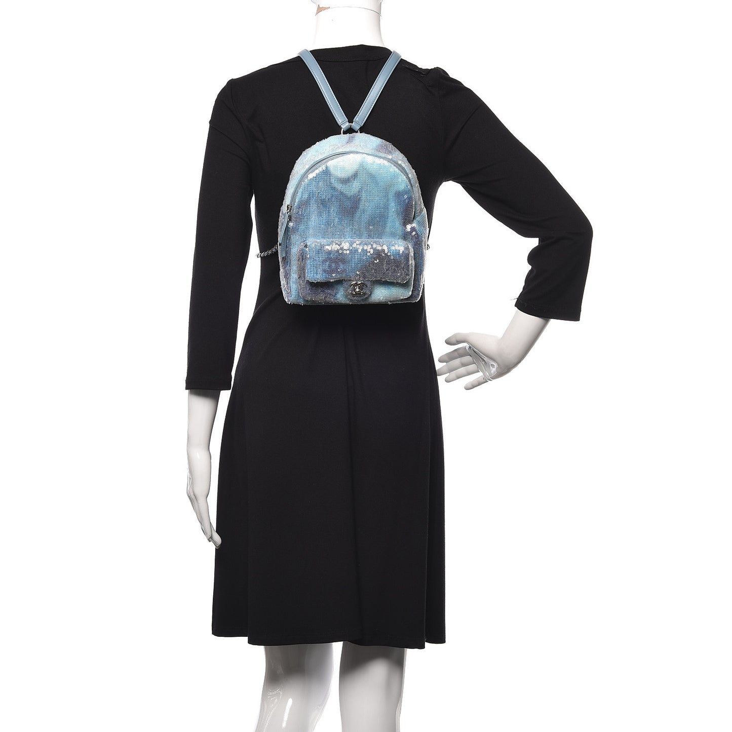 Sequin Tri-color Waterfall Backpack Light Blue