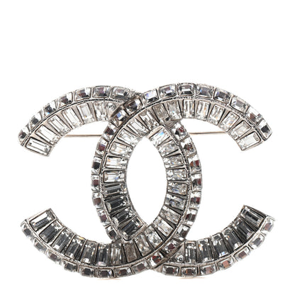 Chanel Baguette Crystal CC Brooch Silver 1 of 4