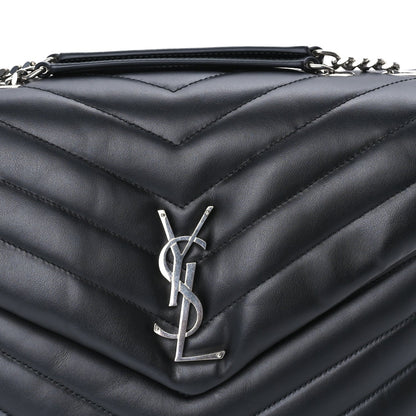 Saint Laurent Calfskin Y Quilted Monogram Medium Loulou Chain Satchel Black 7 of 9