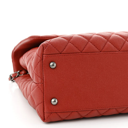 Chanel Caviar Quilted Medium Coco Handle Flap Dark Red 9 of 10