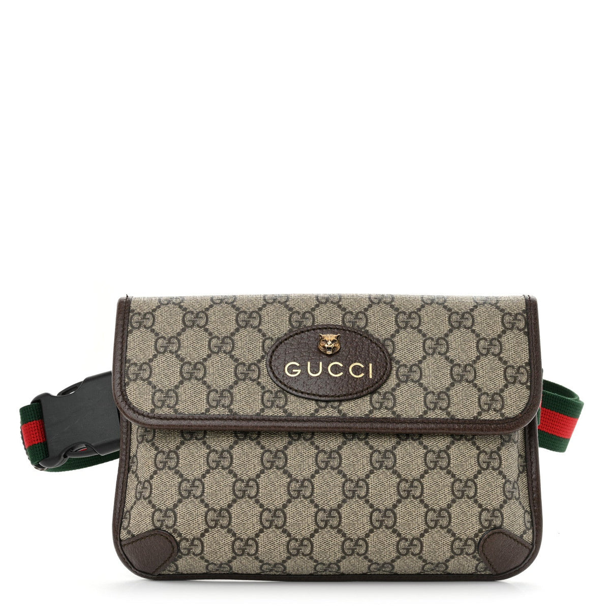 GG Supreme Monogram Neo Vintage Web Belt Bag Beige Brown
