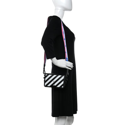 Off-White Saffiano Striped Mini Diag Binder Clip Bag Black White Indus 2 of 13