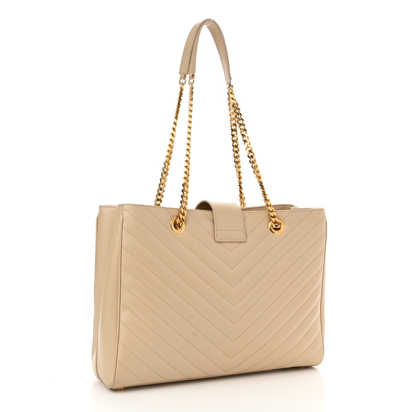 Grain De Poudre Matelasse Chevron Monogram Shopping Bag Nude Powder