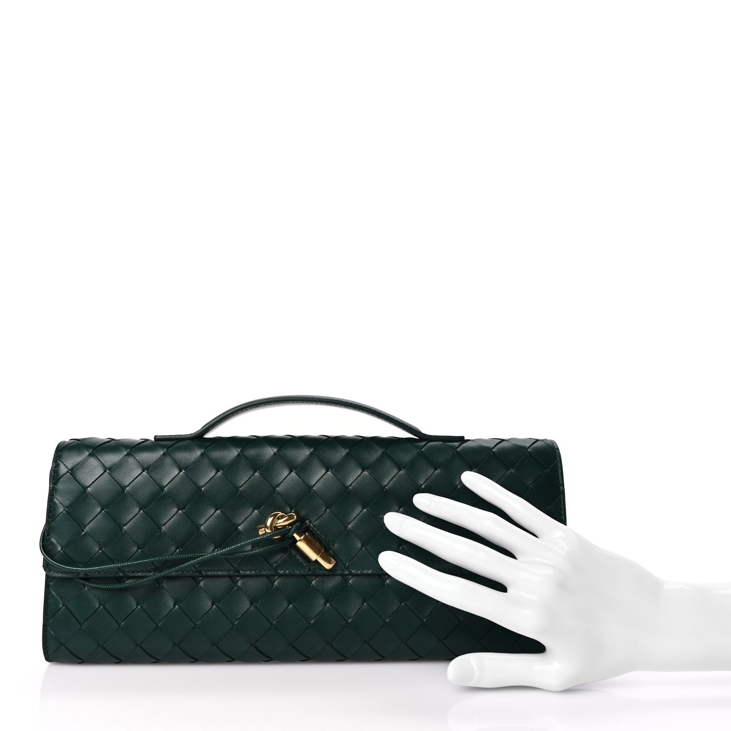 Bottega Veneta Nappa Intrecciato Long Andiamo Top Handle Clutch Emerald Green 2 of 7