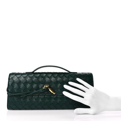 Bottega Veneta Nappa Intrecciato Long Andiamo Top Handle Clutch Emerald Green 2 of 7