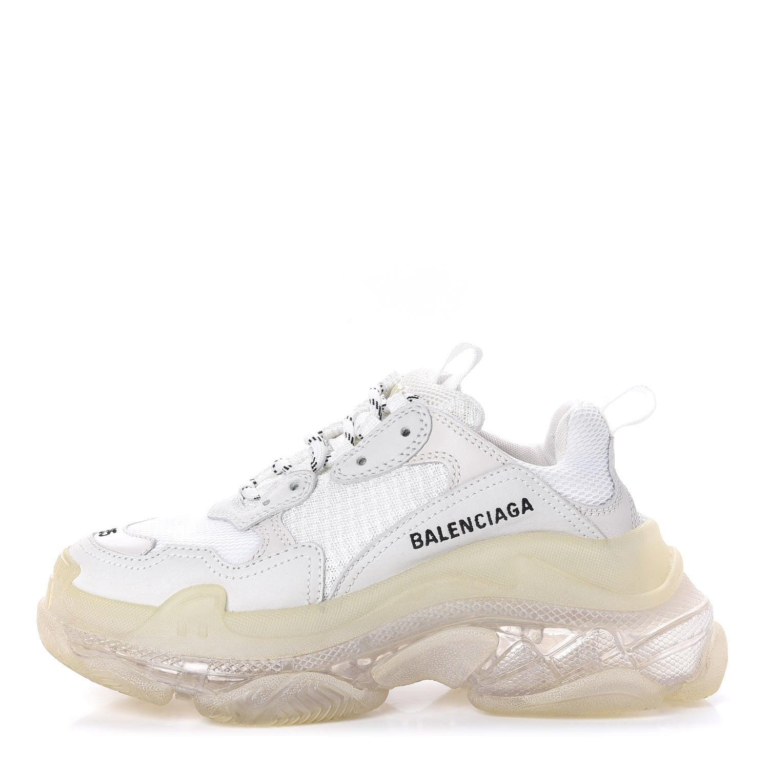 Balenciaga Fabric Mesh Clear Sole Womens Triple S Sneakers 35 White 1 of 8