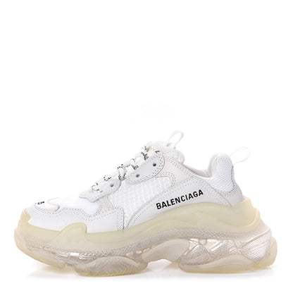 Balenciaga Fabric Mesh Clear Sole Womens Triple S Sneakers 35 White 1 of 8
