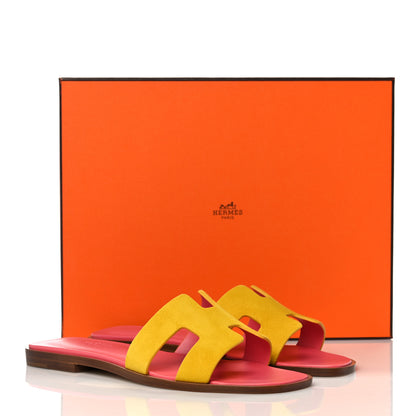 Hermes Suede Goatskin Oran Sandals 36 Jaune Sable 10 of 10