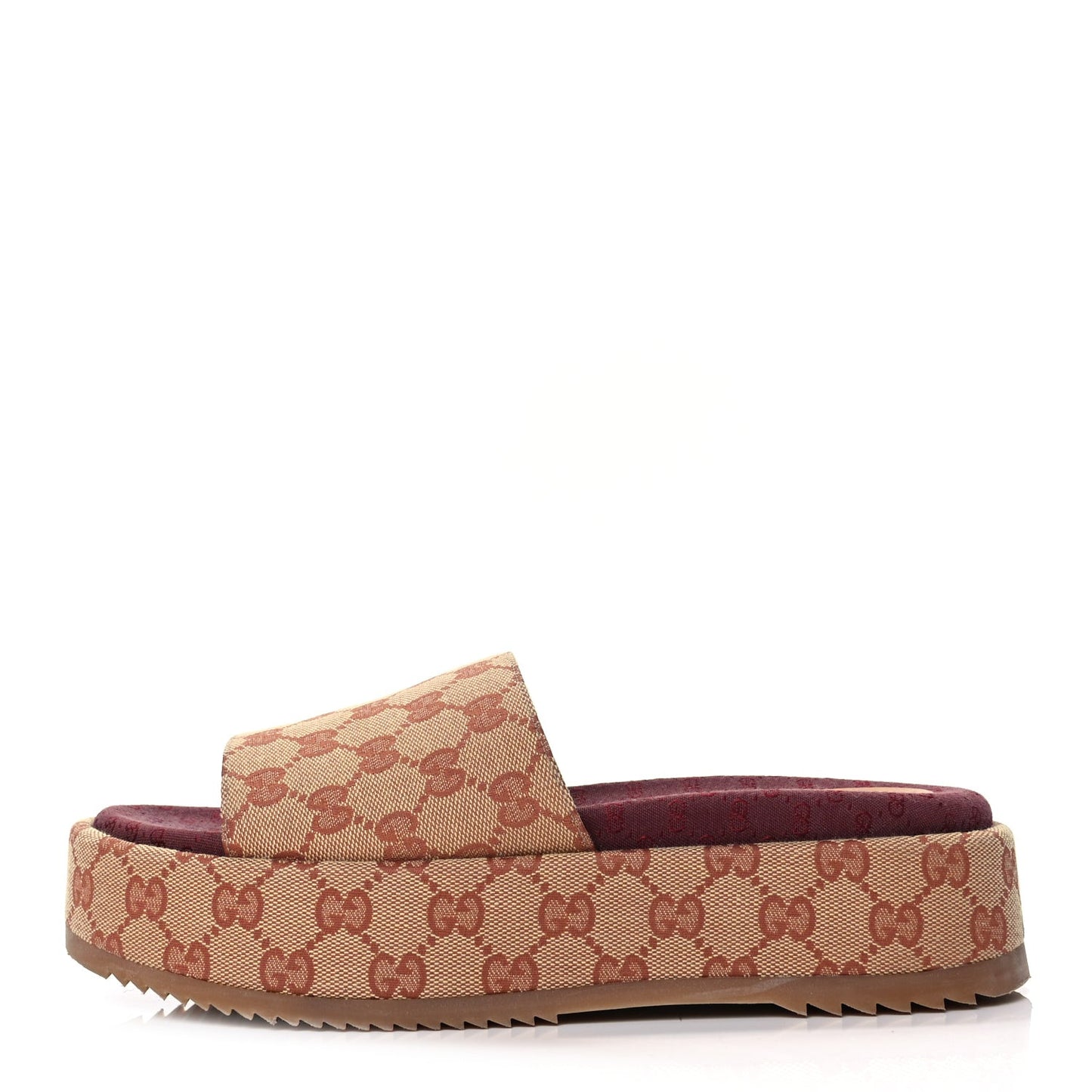 Canvas GG Monogram Angelina Platform Slide Sandals 40.5 Beige Ruggine