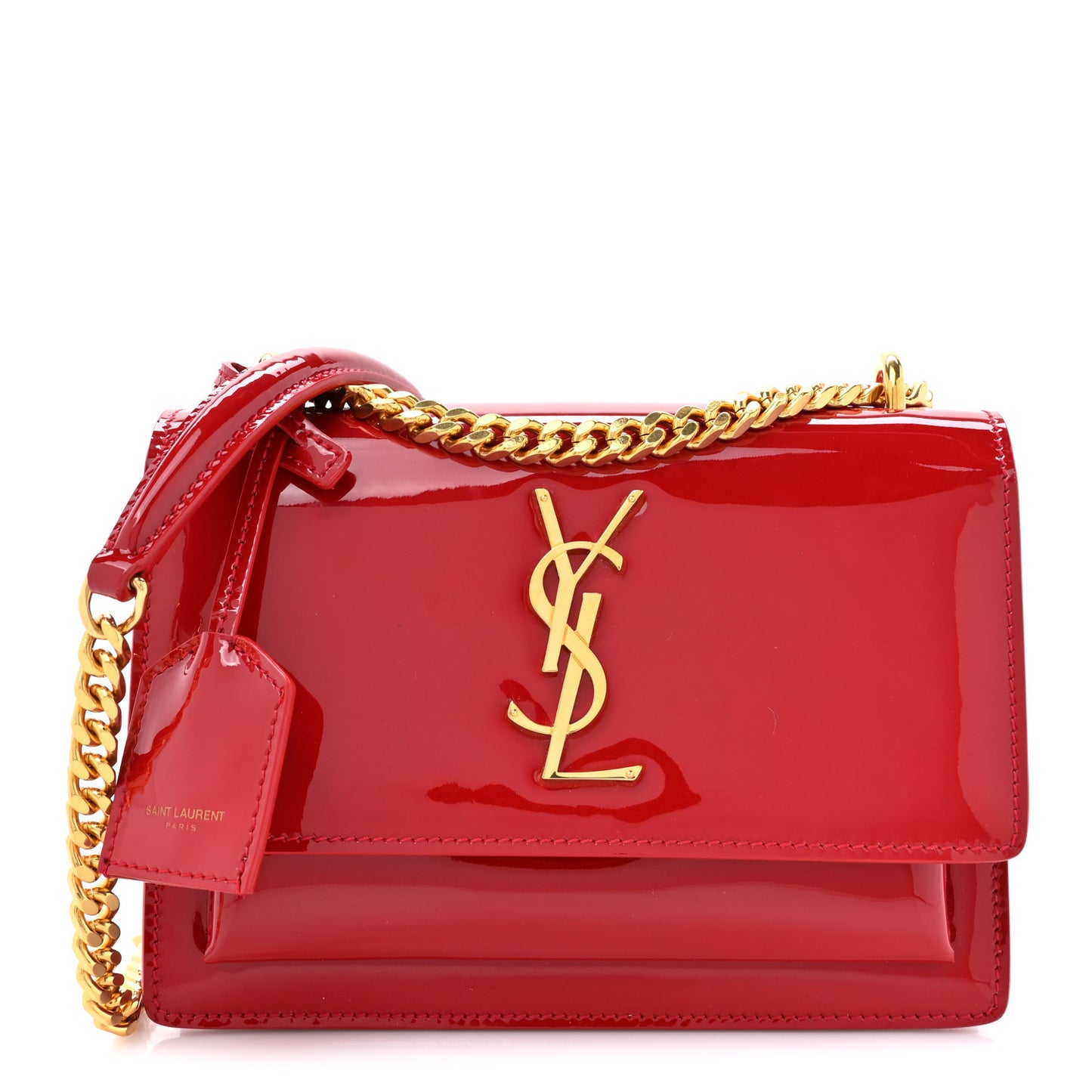 Patent Small Monogram Sunset Red