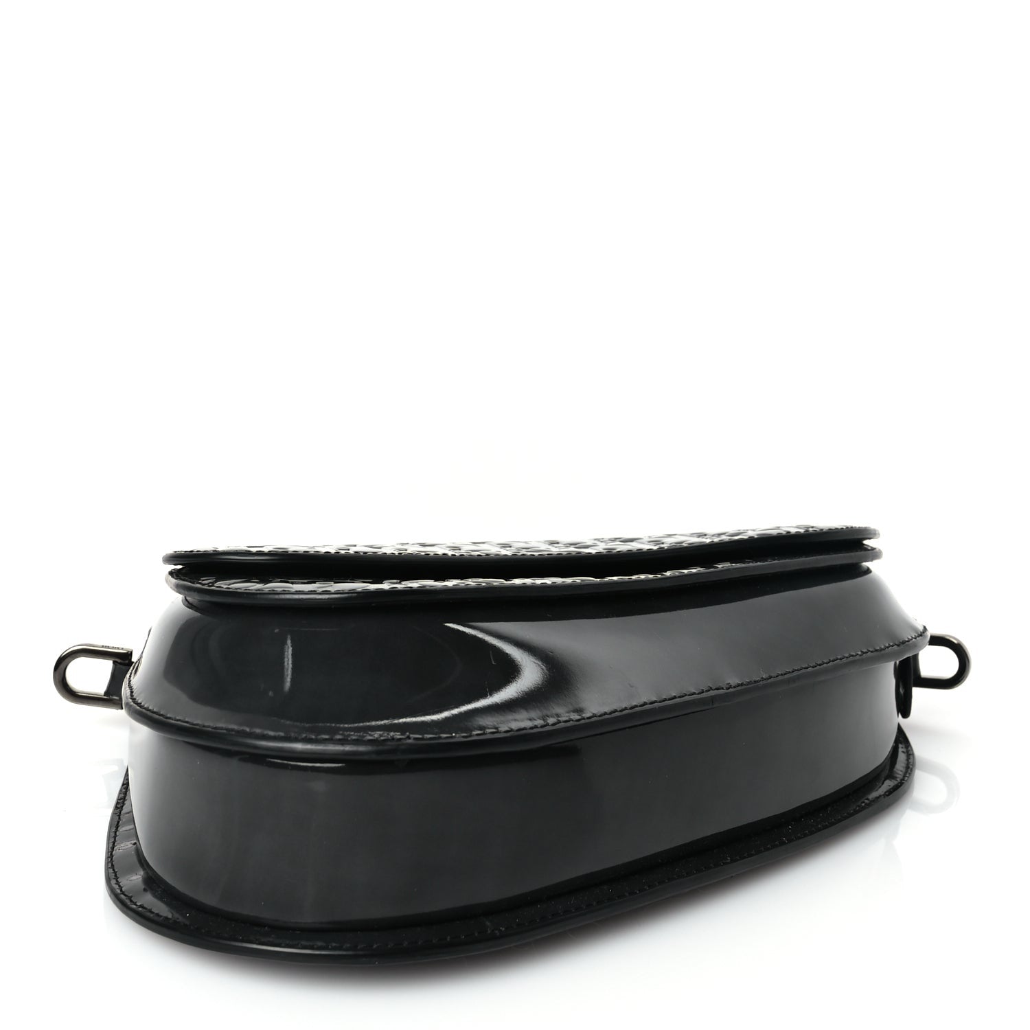 Christian Dior Patent Oblique Embossed Saddle Boxy Bag Black 3 of 8