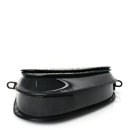 Christian Dior Patent Oblique Embossed Saddle Boxy Bag Black 3 of 8