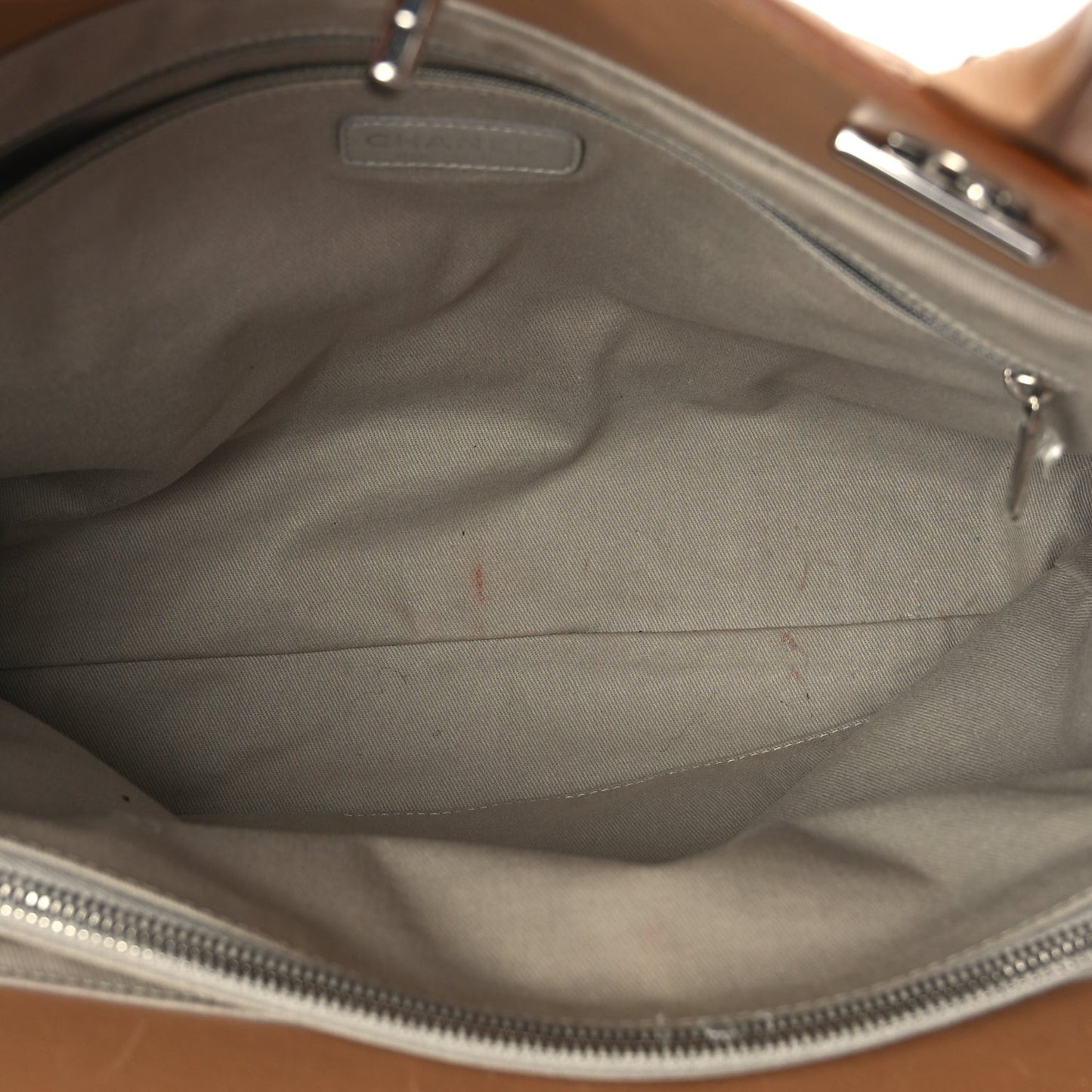 Aged Calfskin Quilted Be CC Tote Beige
