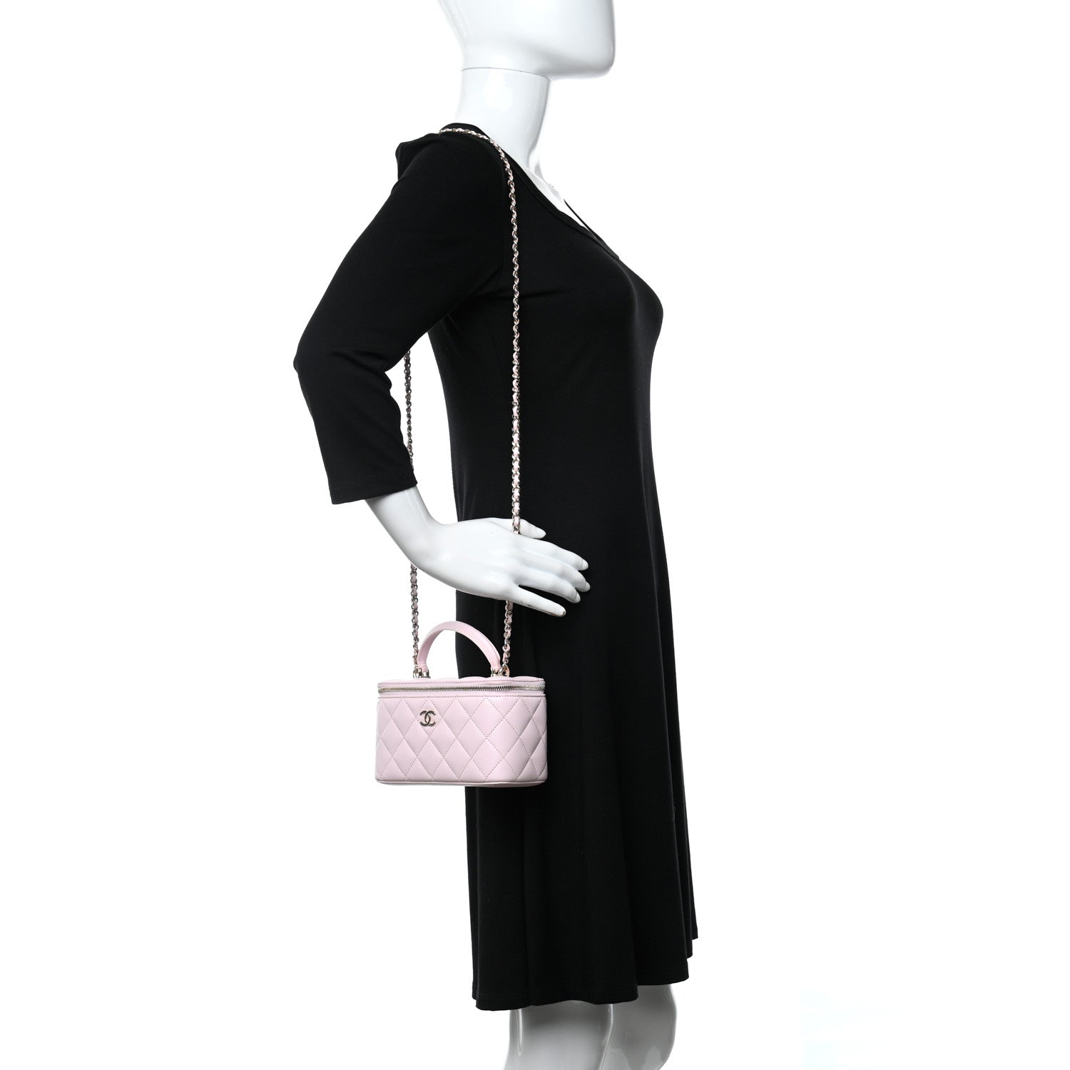 Chanel Lambskin Quilted Small Top Handle Vanity Case With Chain Light Pink 2 of 9