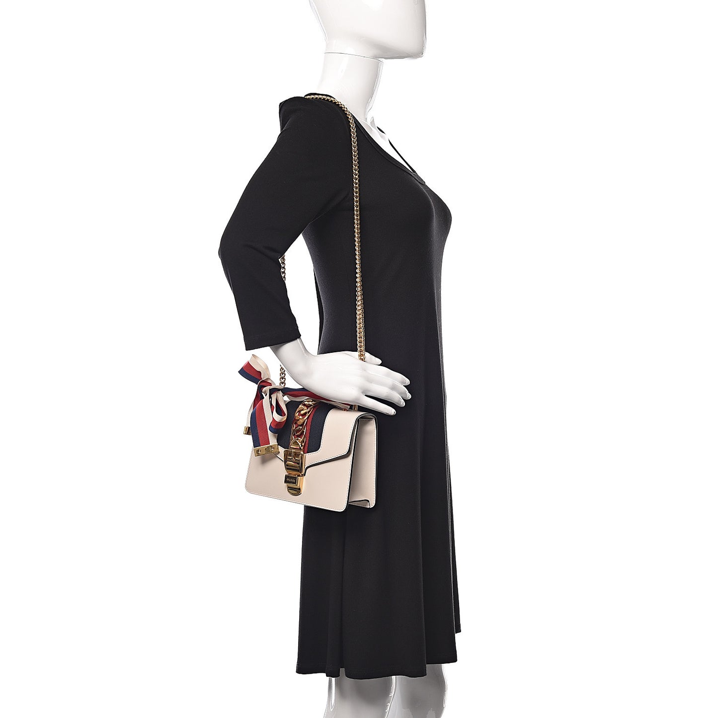 Calfskin Mini Sylvie Chain Shoulder Bag White