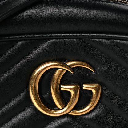 Gucci Calfskin Matelasse Small GG Marmont Chain Shoulder Bag Black 7 of 9