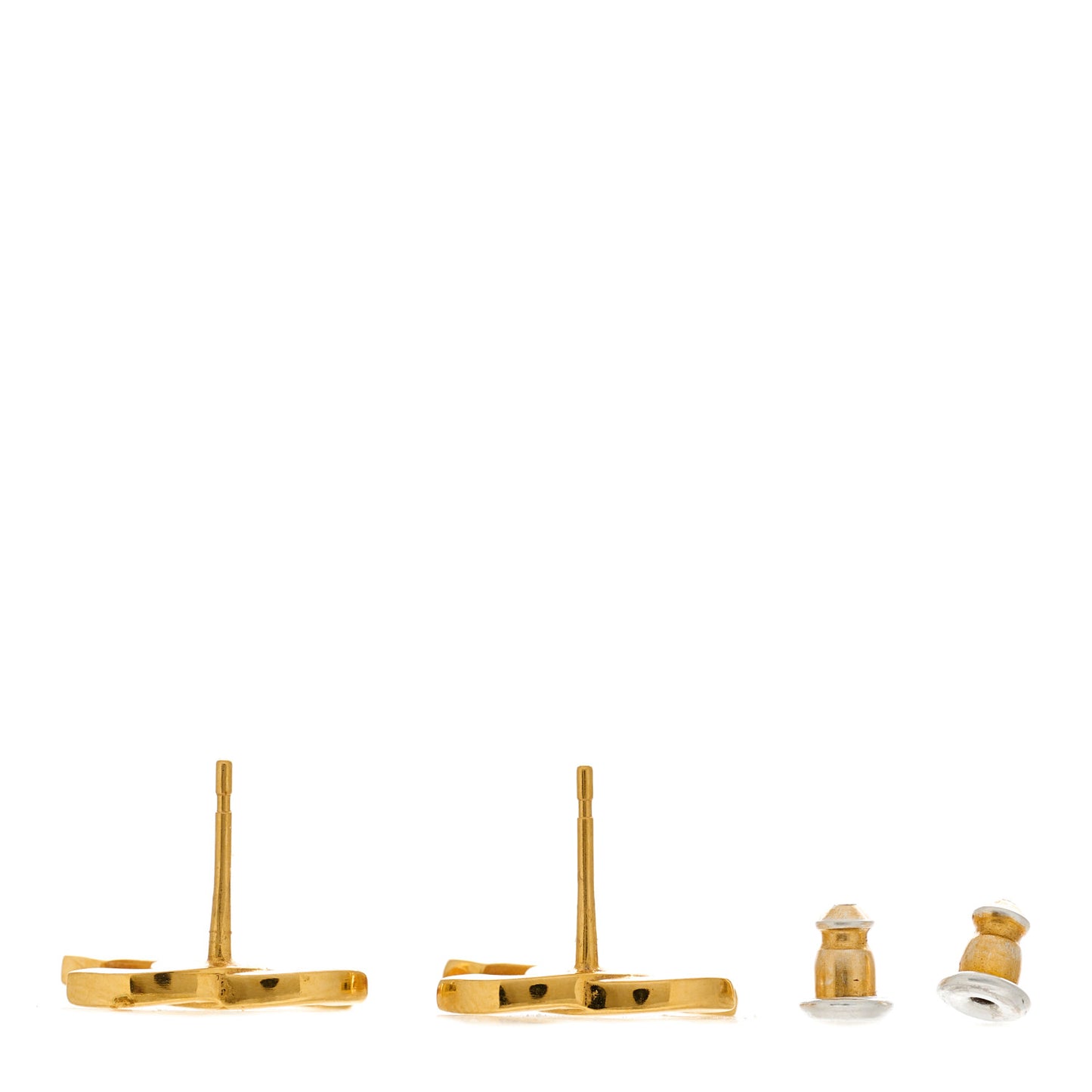 Metal CC Paris Button Stud Earrings Gold