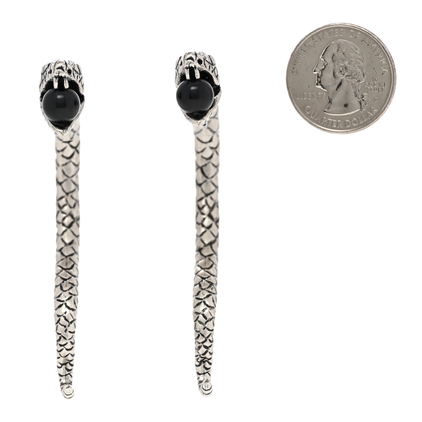 Brass Bead Snake Earrings Silver