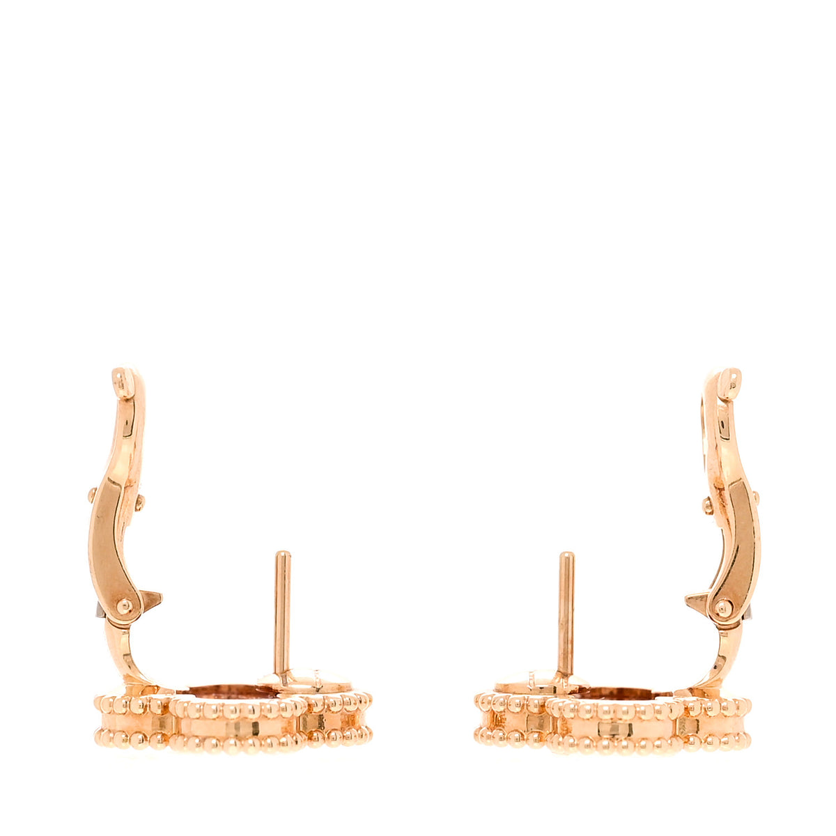 Van Cleef & Arpels 18K Yellow Gold Carnelian Vintage Alhambra Earrings 3 of 5