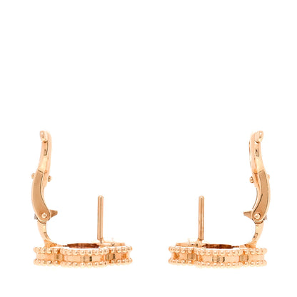 Van Cleef & Arpels 18K Yellow Gold Carnelian Vintage Alhambra Earrings 3 of 5