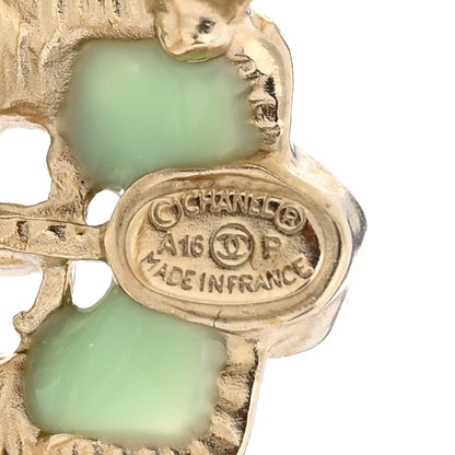 Chanel Gripoix Pearl CC Ring 52 6 Gold Green 4 of 5