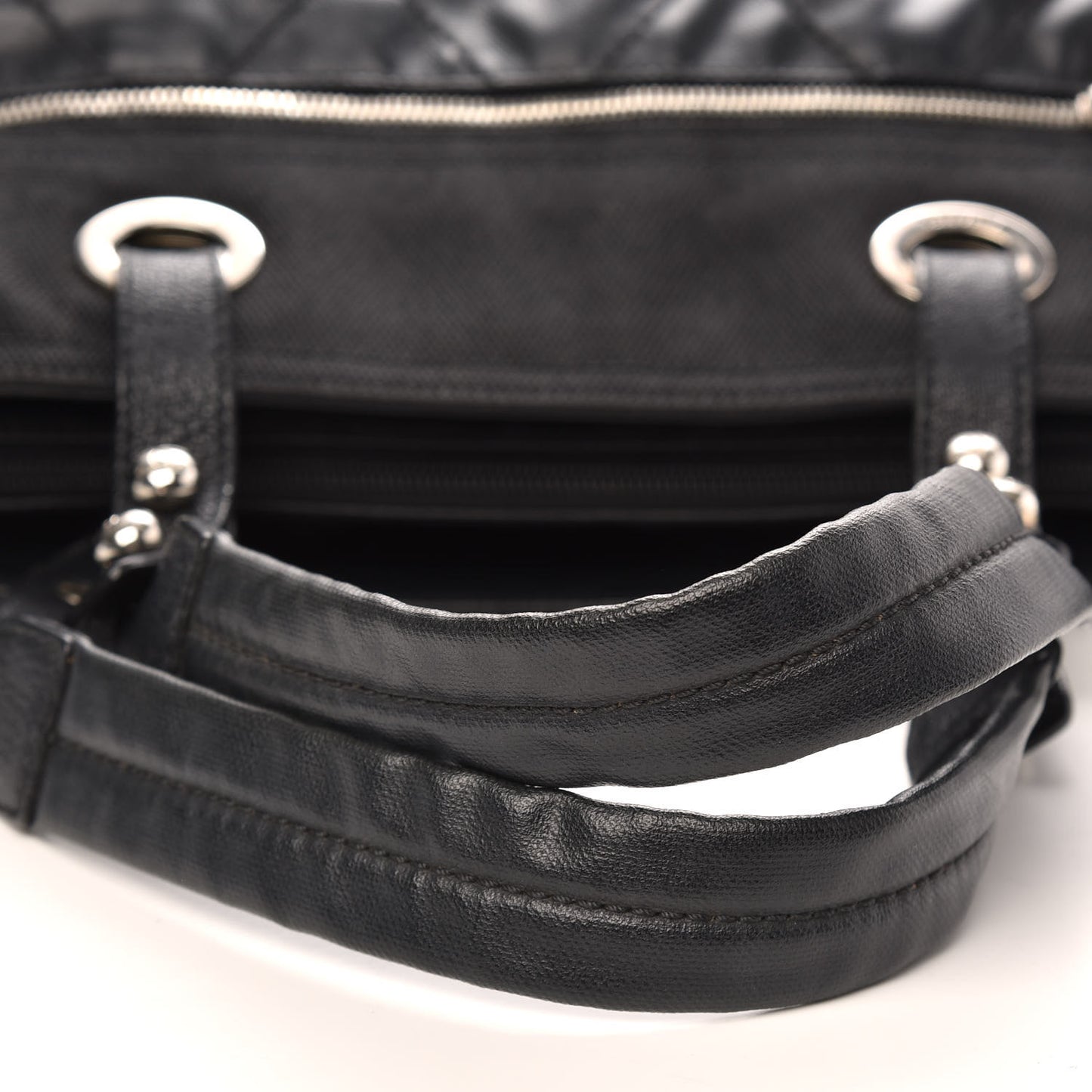 Coated Canvas Quilted Large Paris Biarritz Tote Black