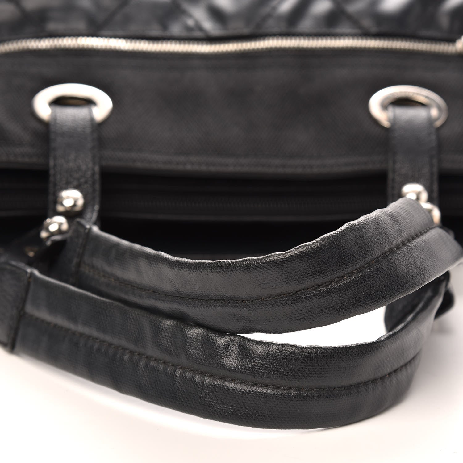 Chanel Coated Canvas Quilted Large Paris Biarritz Tote Black 8 of 11