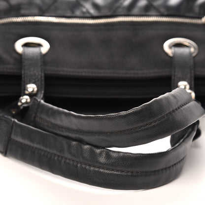 Chanel Coated Canvas Quilted Large Paris Biarritz Tote Black 8 of 11
