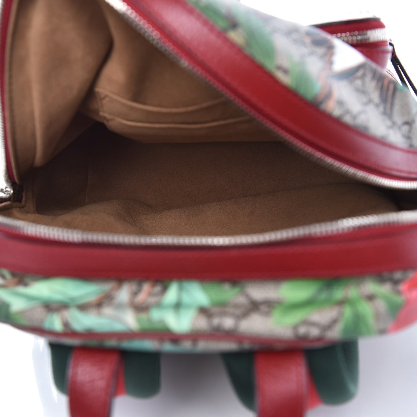 GG Supreme Monogram Tian Web Small Day Backpack Beige Multicolor Red