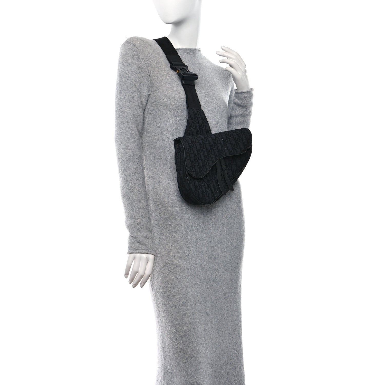 Christian Dior Oblique Mens Saddle Bag Black Blue 2 of 8