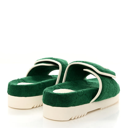 Gucci X ADIDAS Terry Cloth GG Monogram Mens Platform Sandals 8 Green 4 of 8